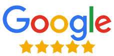 Five gold stars under Google logo